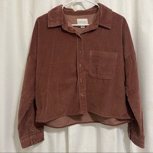 🦋 2/$25 american eagle cropped corduroy button-up